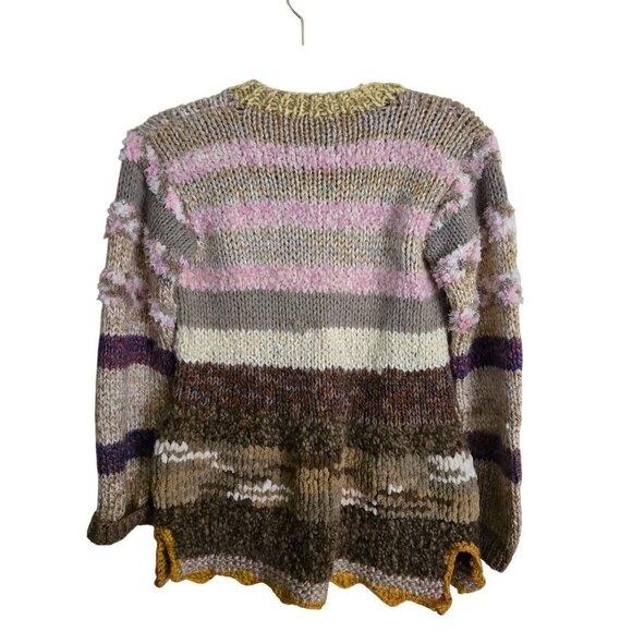 Handknit Mixed Media Stunning Cardigan Sweater Size S - Picture 2 of 6